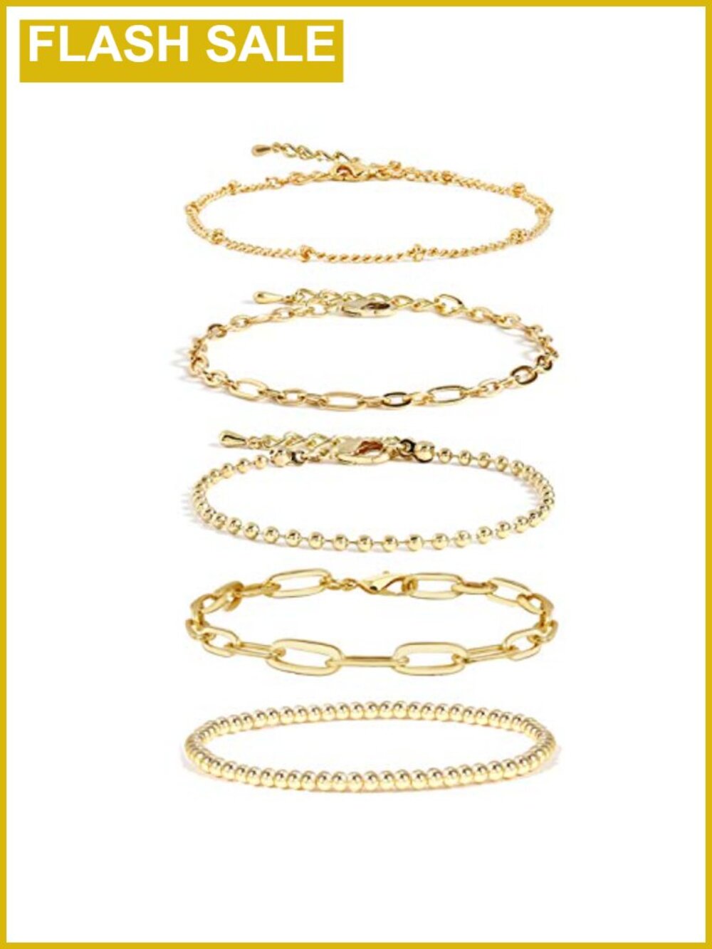 Waterproof 14K Gold Plated Stainless Steel Chain Bracelet Set Hypoallergenic